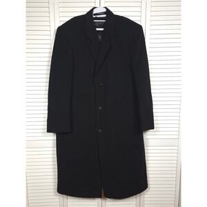 Silver Clouds Coat Mens 46L Wool Cashmere Black Trench Coat Old Money Business